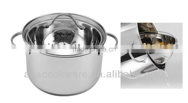 high quality multi function stainless steel spaghetti pot with induction bottom and silicone handle