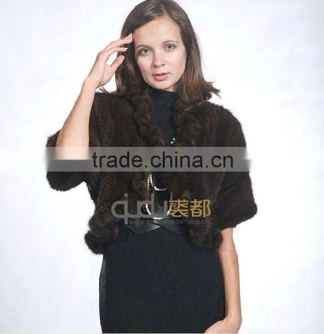 QD10018 Australia Plus Size Clothing Knitted Mink Fur Jacket
