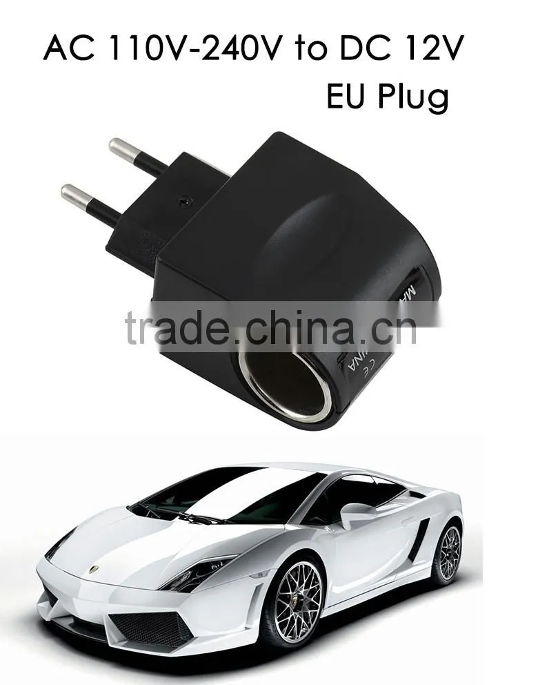 EE4104 110V-220V AC to 12V DC EU Car Power Adapter Converter Household Car Cigarette Lighter Socket Power