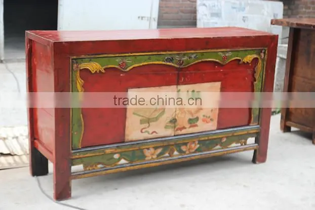 Chinese antique furniture/Mongolia Reproduction cabinet/hand-painting cabinet