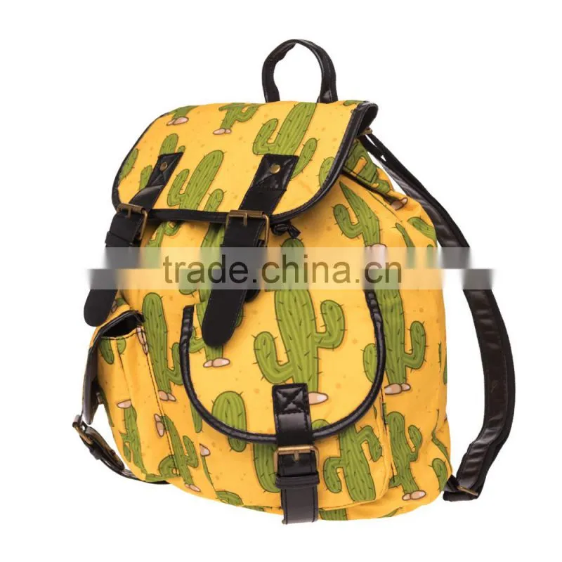 2016 3d printed mexico cactus Vintage Canvas Rucksacks Cute School Satchel Rucksack Backpack Campus Bag