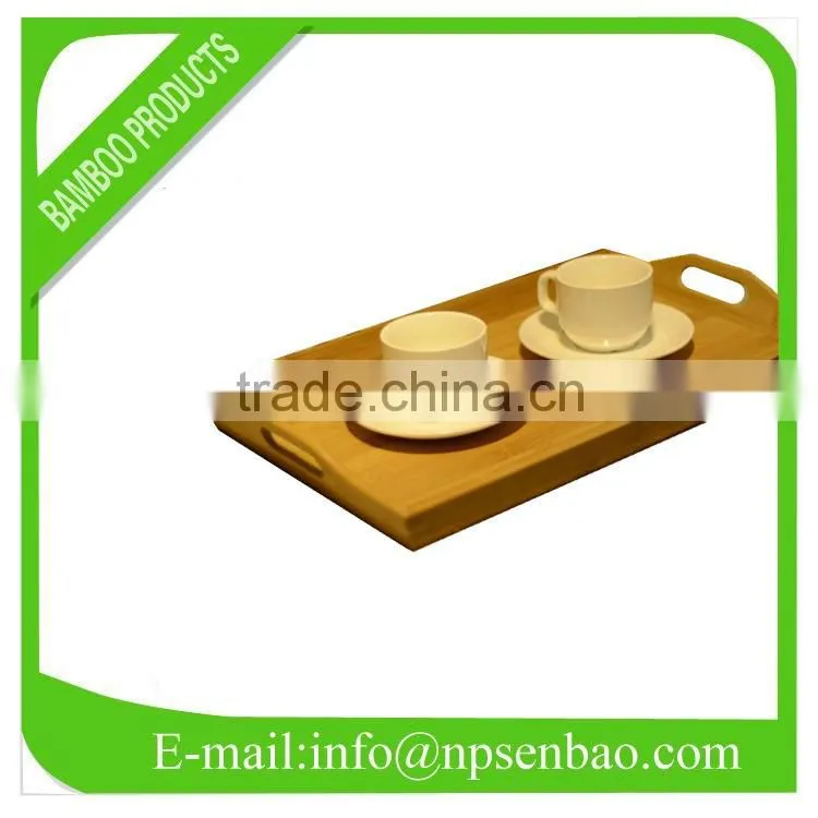 bamboo fast food serving tray with handles