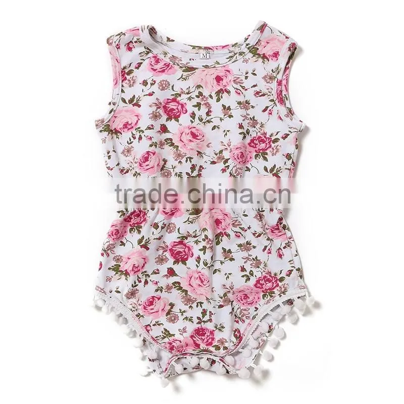 2016 Wholesale High quality Boutique Soft Cotton Floral Baby Romper