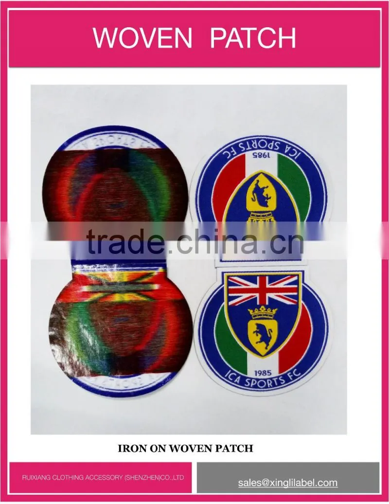 2015 High density quality polyester woven iron on patch