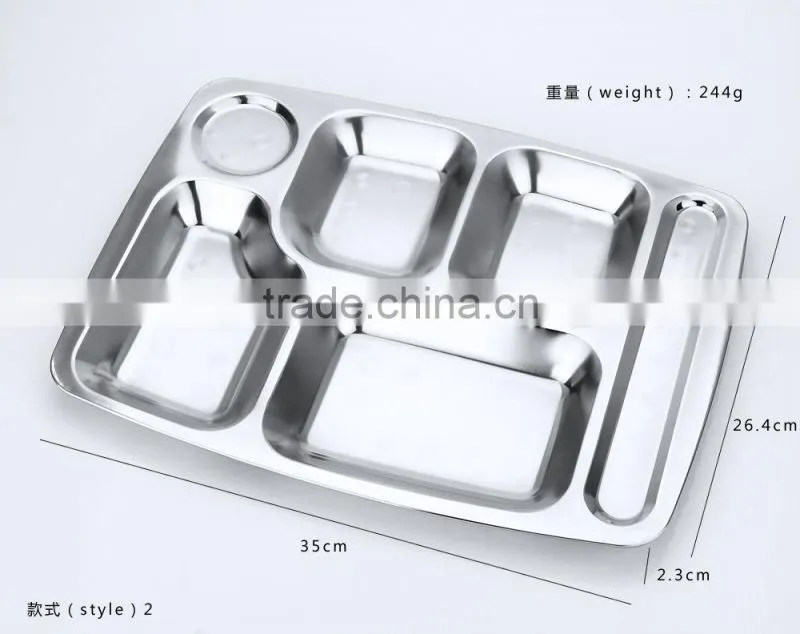 home utensils china 304 stainless steel square compartment dinner plates