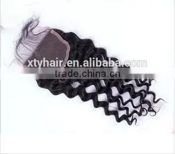 Cheap remy kinky curl virgin brazilian hair lace closure middle part, U part lace clousre