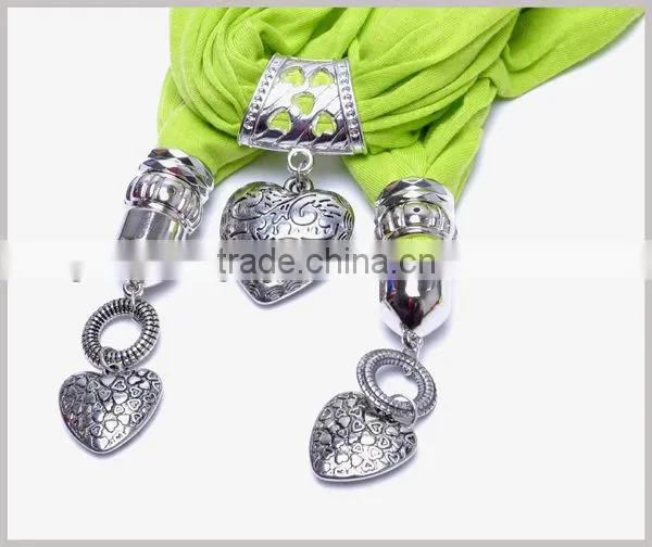 Engraved Heart Pendant Jewelry Scarf