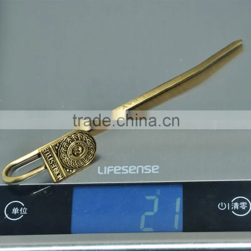 promotion custom metal antique brass bookmarks with logo