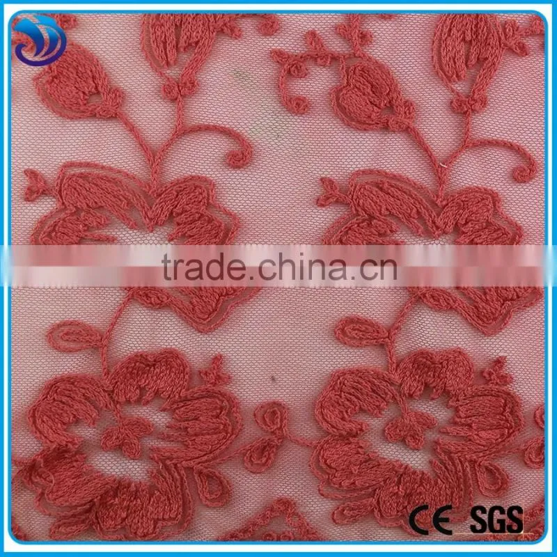 Scallop design net lace embroidery double borders