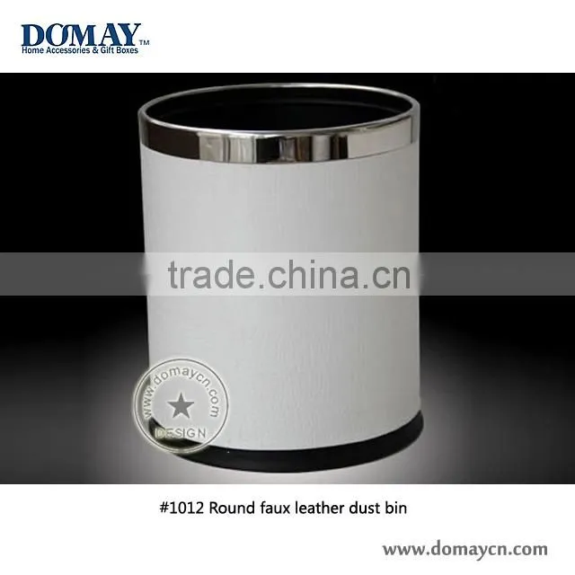 Custom luxury gold color faux leather waste bin/room Dust bin/Leatherette garbage bin, hotel paper bin