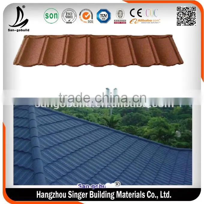 Red Color Stone Coated Metal Roofing Tile With Modern Classical Roof Tile