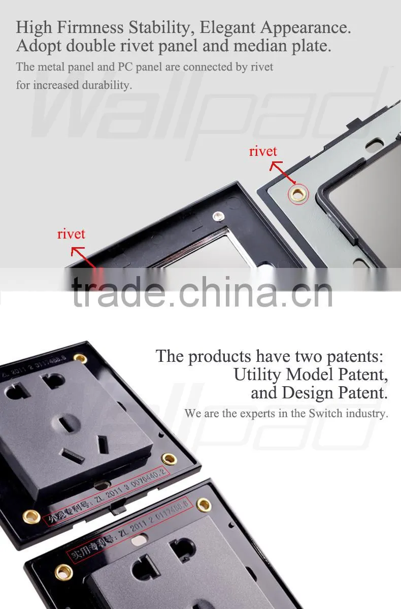 Black Crystal Glass16A 110-250V 1 Gang intermediate Switch Push Button Swtich Light Wall Switch