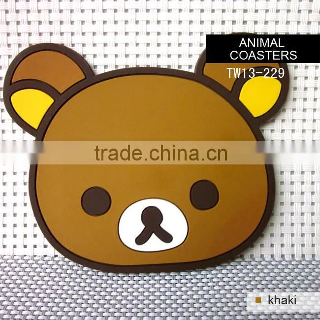 Novelty animal shape bear silicone glass coaster