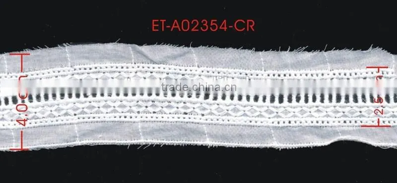 Width 4.0 Centimeter Strip Diamond White Cotton Trimming Lace