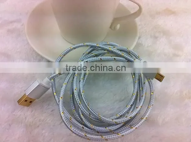 2014 colorful nylon Braided Aluminum Alloy Cover micro usb data cable from shenzhen factory