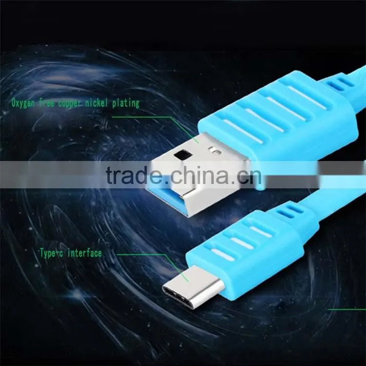 2016 Colorful Fresh look Type-C to USB2.0 flat wire phone cable