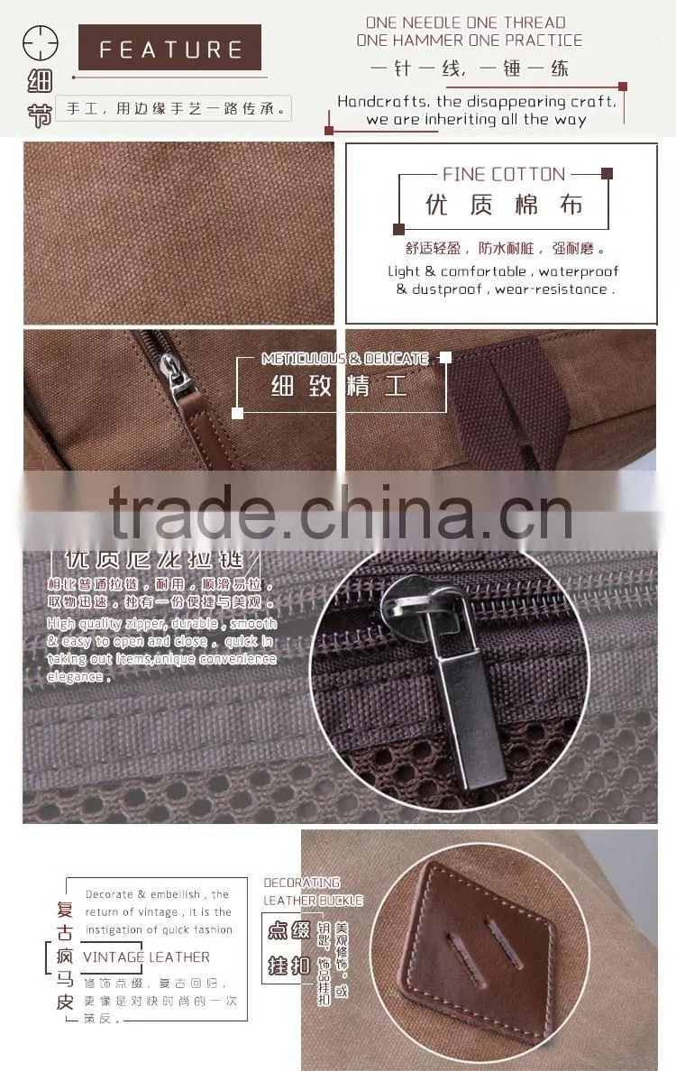 China Manufacturers Hidden Compartment Day Backpack Cotton Softback Leisure School Bag