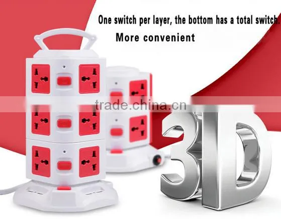Tower Protected extension socket with Main Switch Indicator and Surge indicators, power converter, Electric Socket