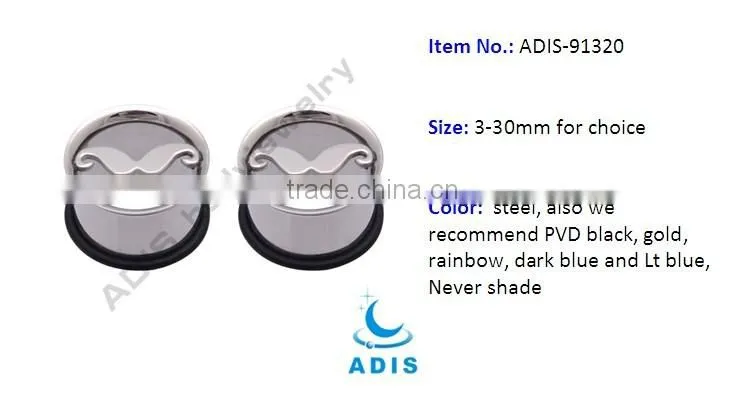moustache image plugs ear eyelet ear plug jewelry