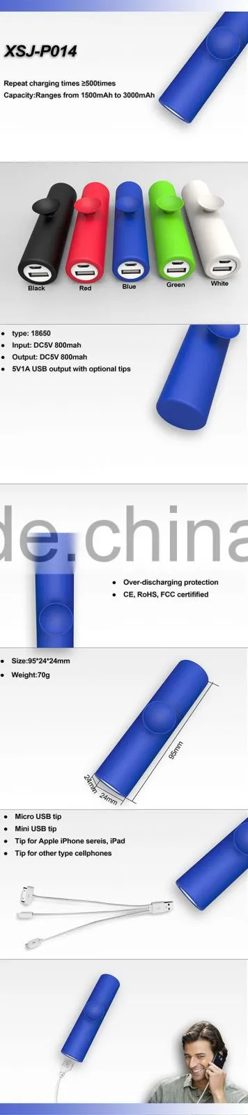 Unique design cylinder Silicon Sucker battery power bank