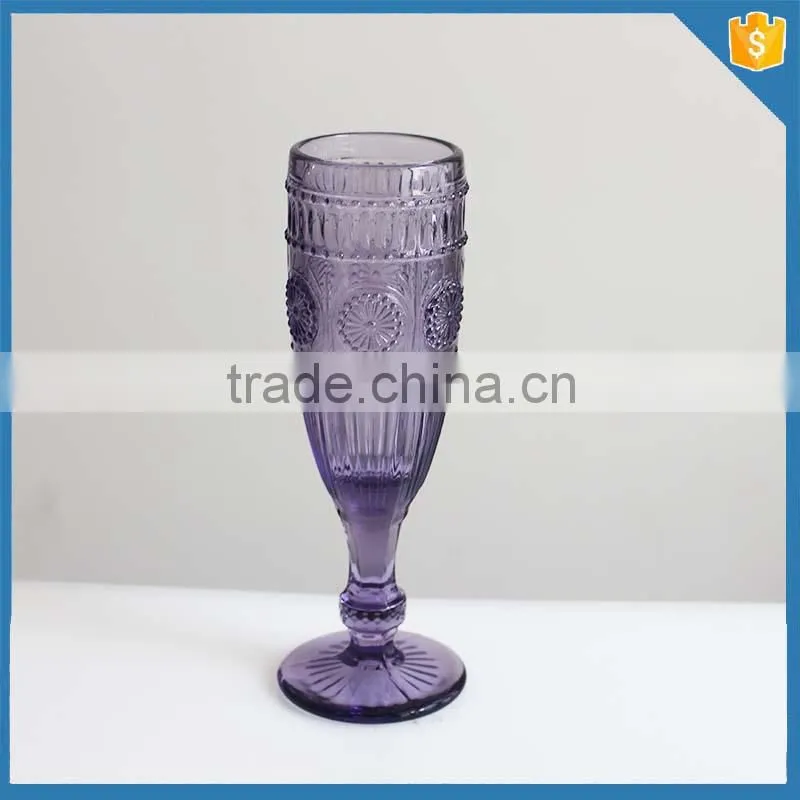 crystal glass embossed coloured glass tumbler sunflower pattern drinking tumbler glass