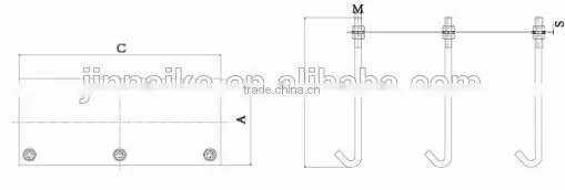 6 bolt hooks with plat for carriage gate roller
