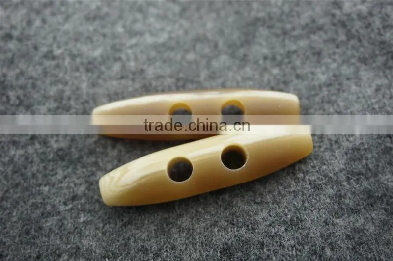 chinese button beige resin matt effect 2-holes bar toggle button for clothing