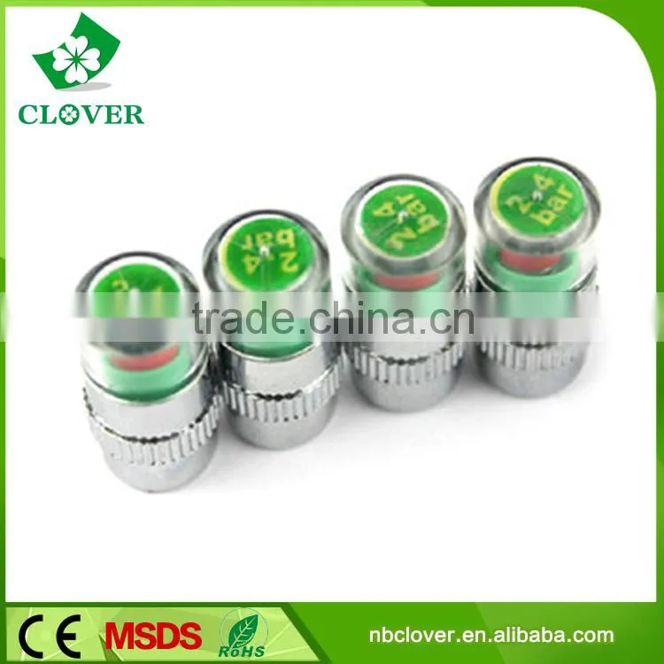 36PSI 2.4 Bar 4Pcs Car Tire Pressure Monitoring Air Alert Chromed Metal Car Tire Valve Caps