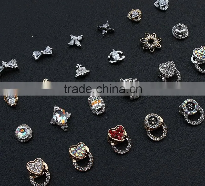 strong quality heart design shining rhinestone and zircon metal jewelry for DIY nail art