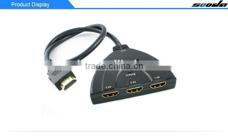 HDMI 1.4 Switch 3D 3-Port Bi-direction 3x1 HDMI Pigtail Auto Switcher 1x3 HDMI Splitter