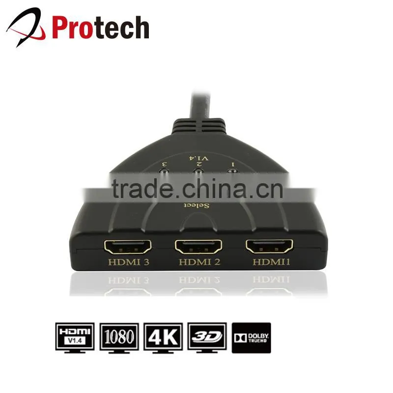 Bi-direction 3X1 HDMI Pigitail Switcher 1X3 Splitter 4K@30Hz with USB Cable