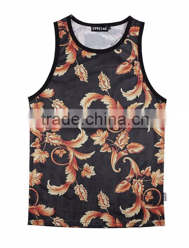 Fashion Custom Printing Wholesale Cotton Gym men Tank Tops Singlet