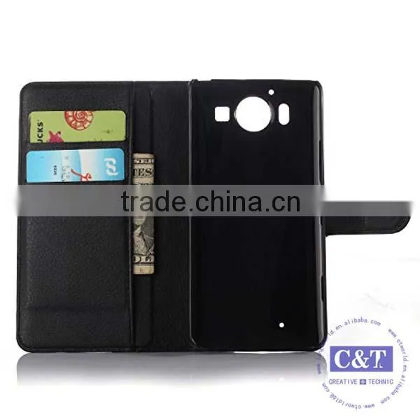 C&T High quality leather flip cover for microsoft lumia 950