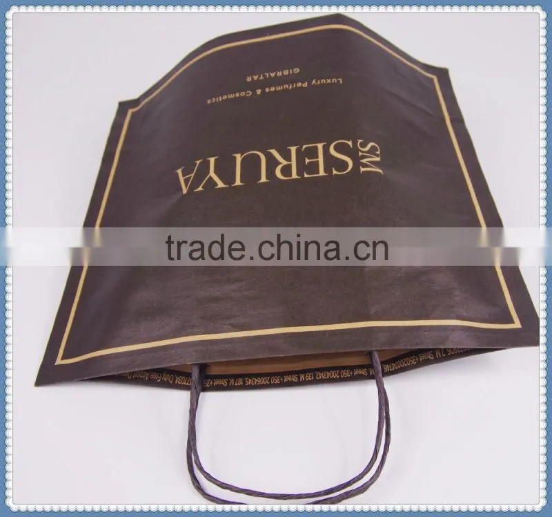 New style brown kraft paper bag with twisted patch handle for perfume