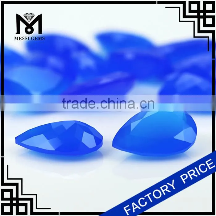 Jewelry Blue Agate Gem Stone Pear Cut Machine Agate Stone