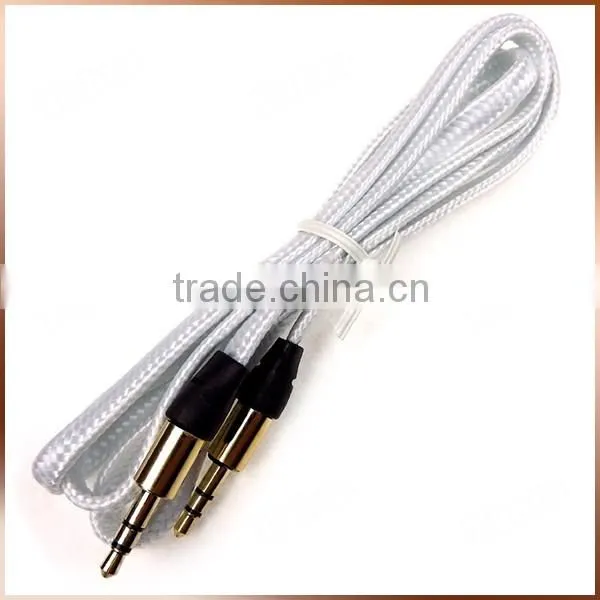 Fabric Braided Flat AUX Cable For IPod Iphone MP3 Audio Cable 3.5