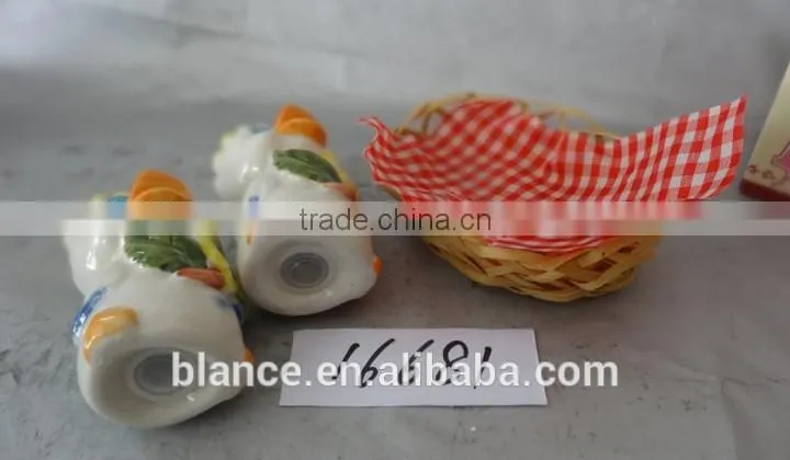 ceramic duck salt and pepper shaker with basket
