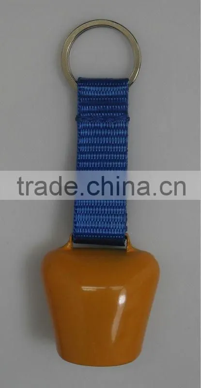 1.5inch handing cow bell A4-C028 in colorful painted with leather strap and keyring as noice maker (E169 )