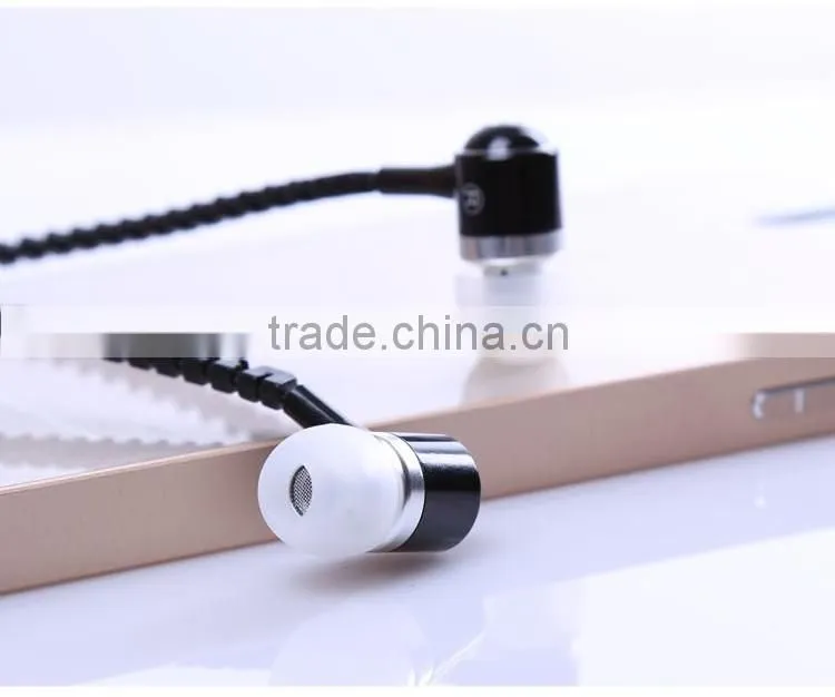 newest design hot selling zipper headphones zipper earphone for mobile phone