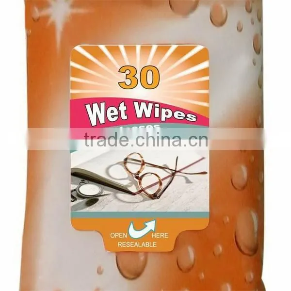 individually wrapped lens cleaner, eyeglass cloth, wet tissue, wet wipe