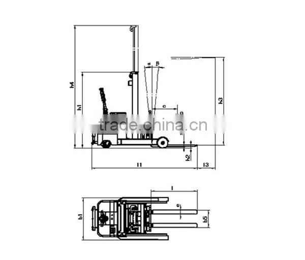Professional Manufacturer Capacity 1 Ton Height 2500mm Electric Reach Truck Stacker