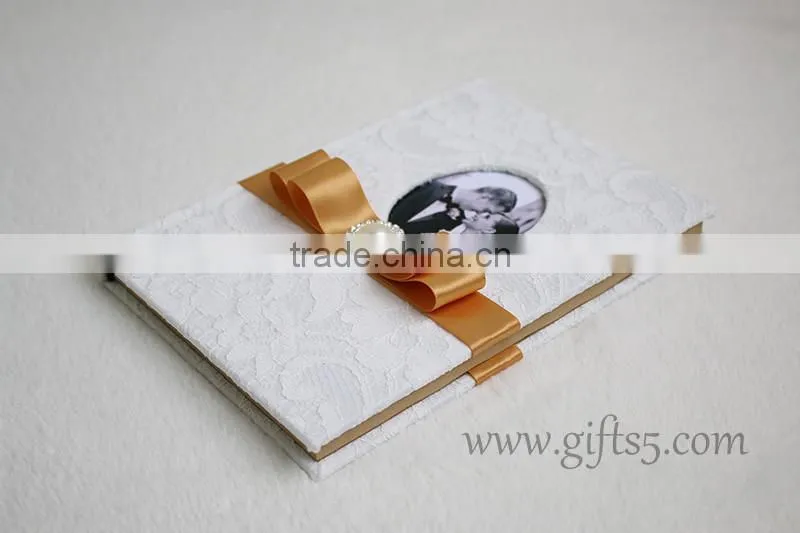 Lace white fabric Wedding Signature Guest Book