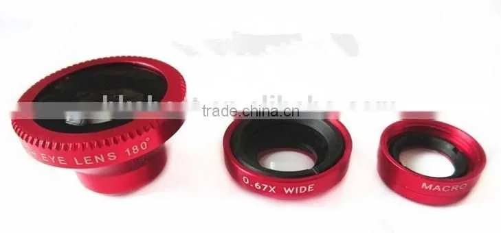 Magnetic 3 in 1 mobile phone lens 0.67xWide Angle Macro 180 Fish Eye lens camera Kit Set for Apple iPhone 4 5