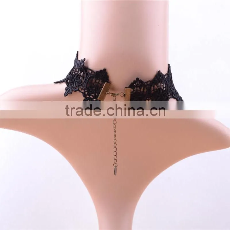 Palace retro Gothic Lolita black tassel Lace Necklace Choker droplets multilayer female jewelry