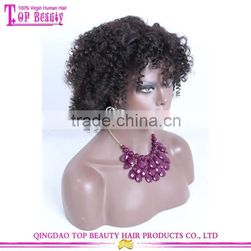 2016 new style for summer 12 inch afro kinky curly human hair full lace wig