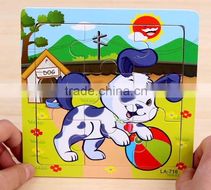 Wholesale 9 Pieces color Wooden Jigsaw Puzzle for children
