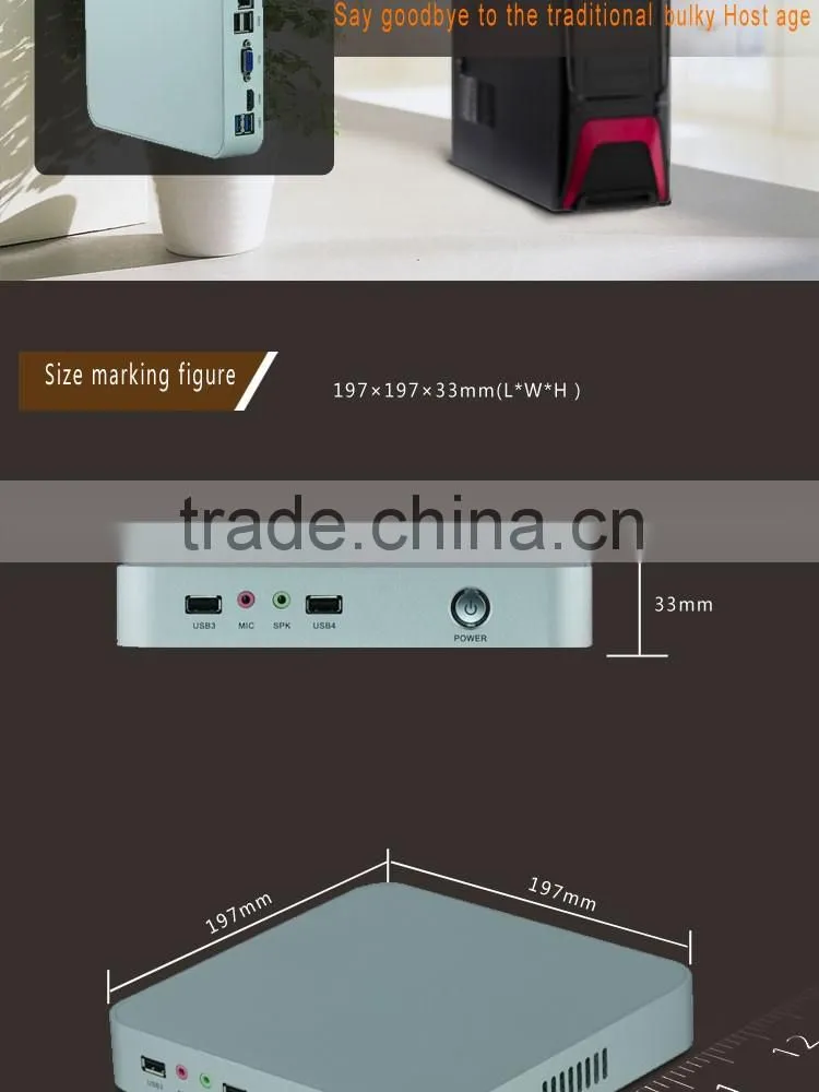 HTPC Intel Baytrail J1800 2.41Ghz Dual Core Fanless Mini Barebone PC, USB2.0, WiFi, VGA