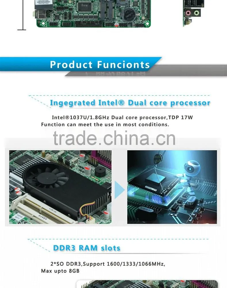 2* RJ-45 Lan port Cheapest celeron industrial pc motherboard 1037u embedded computer board with factory best prices