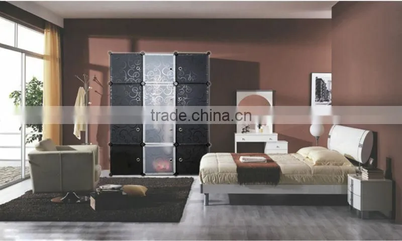 assembly almirah clear plastic,fashion bedroom almirah design with 6 cube and 2 wardrobe rack