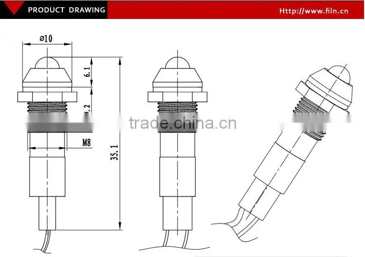 PCB high LED 8mm green 12v led lamp
